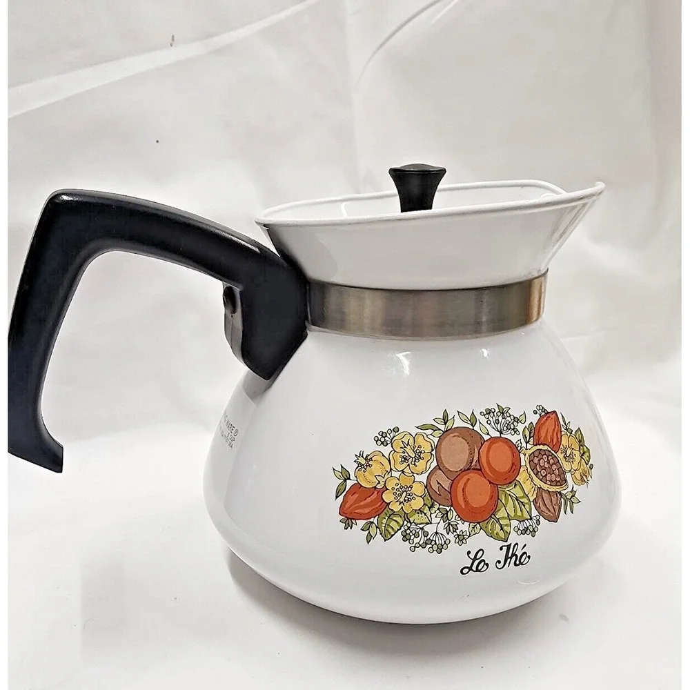 Vintage Corning Ware Spice of Life 6 cup Tea kettle 1970's with Lid Retro Kitsch - Picture 4 of 15